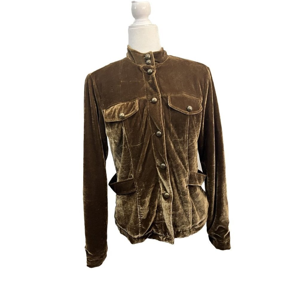 Hannah Velvet Velour Blazer Jacket Brown Women Small